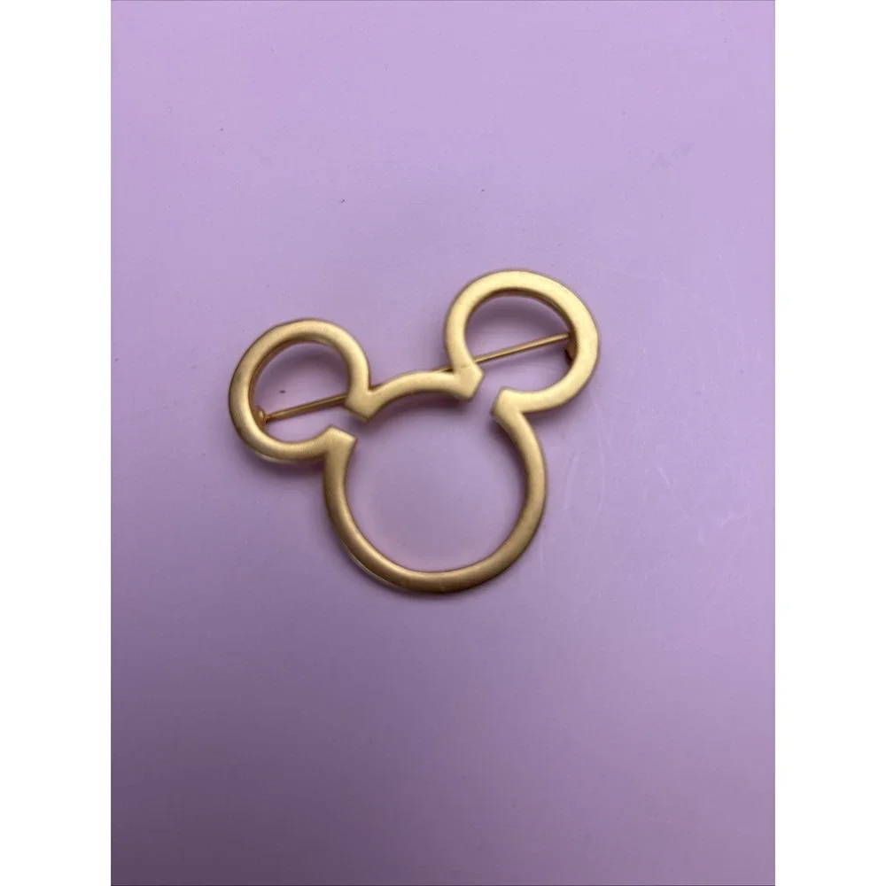 Mickey Mouse Head Disney Satin Gold Toned Pin 2.5 inch